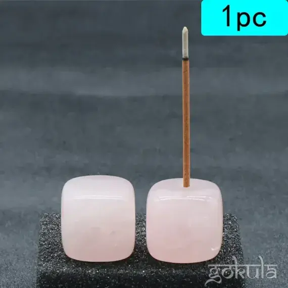 Rose Quartz Incense Burner – Natural Stone Square Rack for Meditation