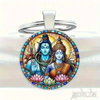 Shiva & Parvati Keychain – Zinc Alloy Pendant for Bags, Cars & Gifts