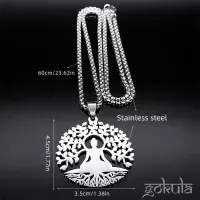 Stainless Steel Buddha Tree of Life Pendant Necklace – Yoga Meditation Jewelry