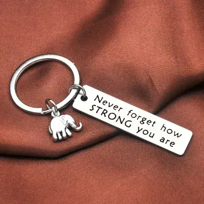 Stainless Steel Elephant Keychain with 