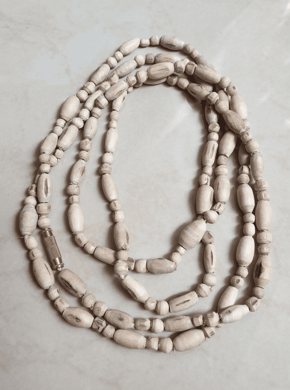 Tulsi Neck Beads - Large Size Mrdanga & Round - Three loops around the neck