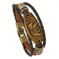 Unisex Elephant Beaded PU Leather Bracelet – Woven Alloy Charm Wristband