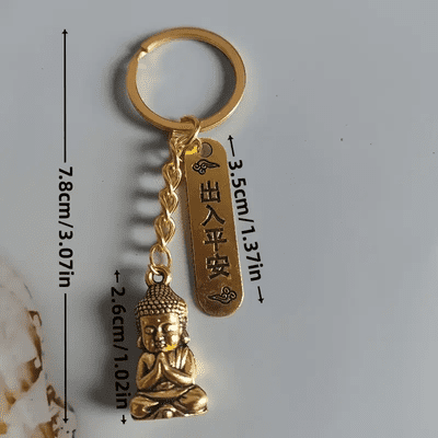 Vintage Buddha Keychain - Copper Alloy Zen Meditation Design with Zodiac Symbols