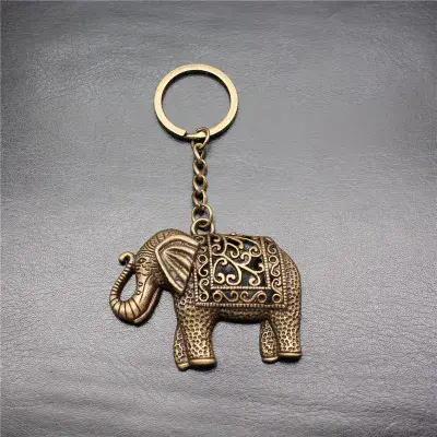 Vintage Elephant Bronze Pendant Keychain
