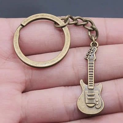 Vintage Guitar Keychain -  Antique Bronze