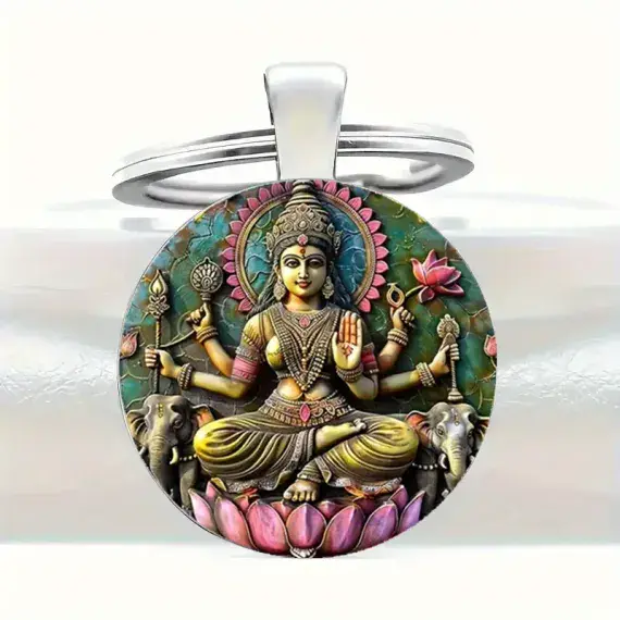 Vintage Indian Goddess Lakshmi Alloy Key Chain