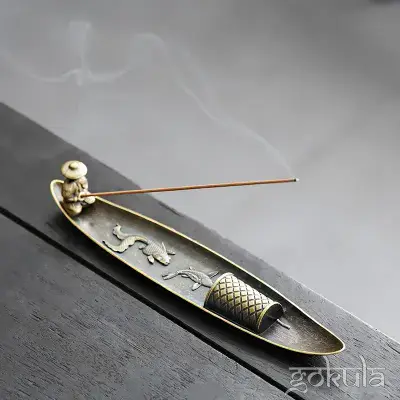 Vintage Metal Fisherman Incense Holder – Decorative Stick Burner