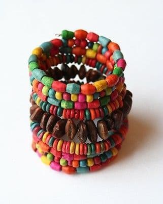 Vintage Retro Womens Bohemian Wood Beaded Bracelet