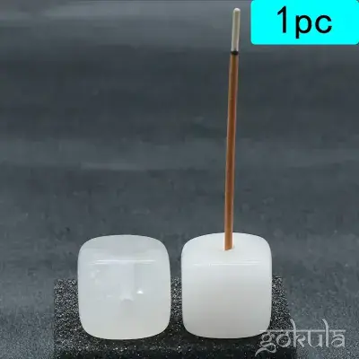 White Quartz Incense Burner – Natural Stone Square Rack for Relaxation