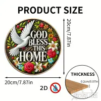 Wooden “God Bless This Home” Wall Art – Peace Doves & Floral Design Décor