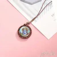 Wooden Lord Rama Pendant Necklace – Handcrafted Bohemian Glass Inlay
