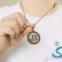 Wooden Lord Rama Pendant Necklace – Handcrafted Bohemian Glass Inlay