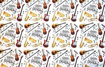 3 Sheets of Music Birthday Wrapping Paper