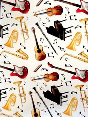 3 Sheets of Musical Instrument Wrapping Paper