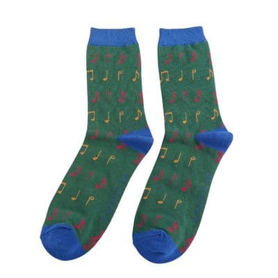 Antique Green Music Bamboo Socks by Mr Sparrow