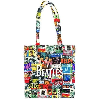 Beatles Single Covers Black Tote Bag by RO