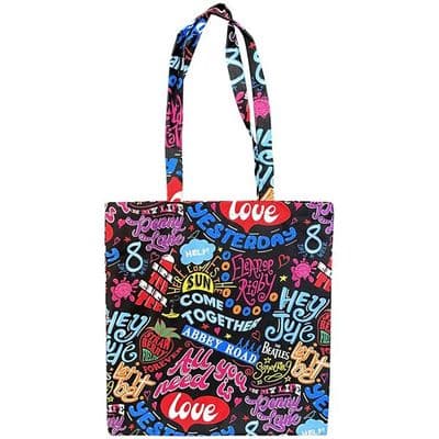Beatles Song Titles Black Totes Bag by RO