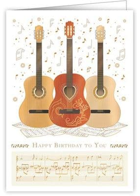 Birthday Card - 3 Acoustic Guitars by Quire