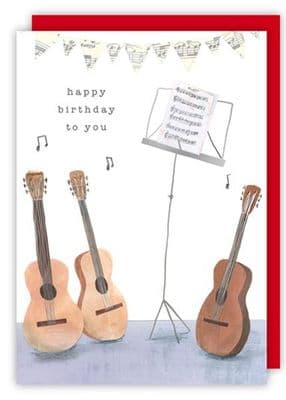 Birthday Card - Music Stand & Guitars by Quire