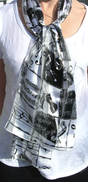 Musical Instrument Scarves – Black and White Scarf | musical gifts online