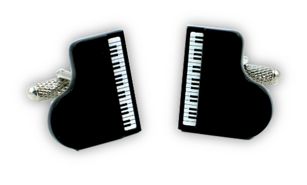 Black Gloss Piano Cufflinks by Onyx Art