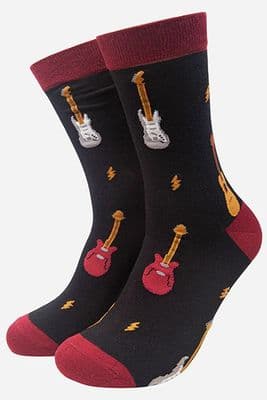Black Guitar Bamboo Socks by MSH