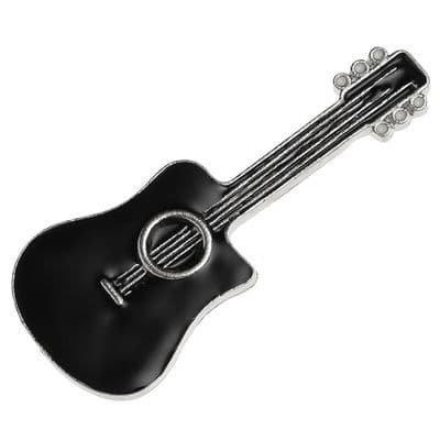 Black Guitar Pin Badge by TJ