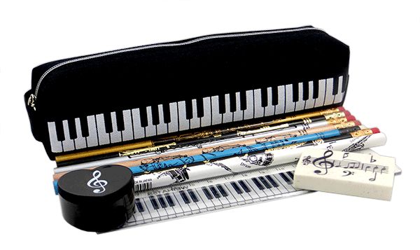 Black Instrumental Stationery Set with 7 Pencils