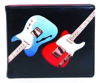 Black Leather Guitar Notecase Wallet by GOL