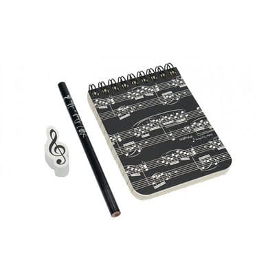 Black Notebook Sheet Music A7 Mini Stationery Set
