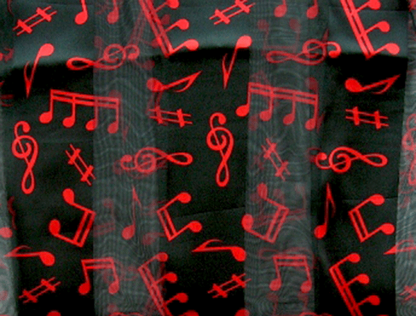 Music Scarves – Black Scarf with Red Music Notes | musical gifts online