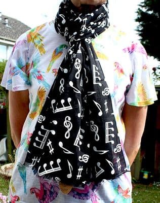Black Scarf with White Notes by York Scarves