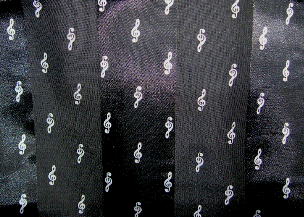 Black Music Scarf with White Treble Clefs | musical gifts online