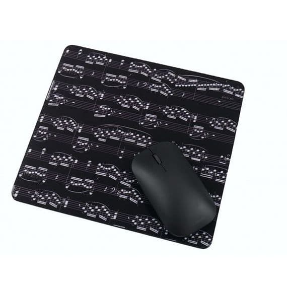 Mouse Mat - Black Sheet Music Mouse Mat | musical gifts online