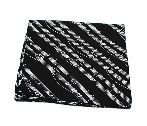 Black Silk Manuscript Handkerchief by Tie Studio
