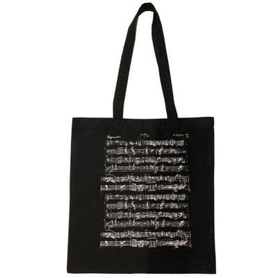 Black Tote Bag with White Manuscript by MGC