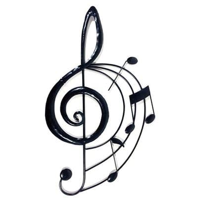 Black Treble Clef Metal Wall Art with Swirl by SKStyle