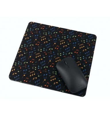 Black with Colourful Notes Mouse Mat by AGR