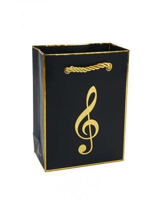 Black With Gold Treble Clef Gift Bag by AGR