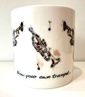Blow Your Own Trumpet China Mug - Trumpet Mug | musical gifts online