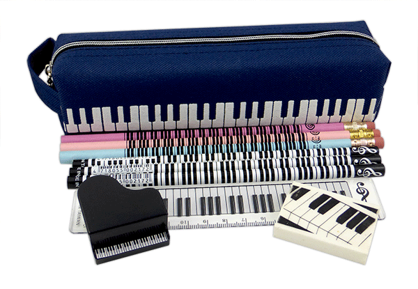 Blue Keyboard Stationery Set with 5 pencils