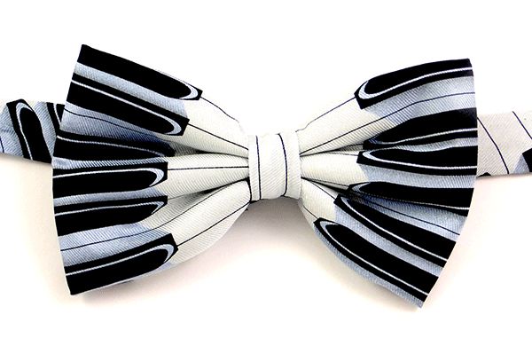 Music Silk Bow Tie – White Keyboard Bow Tie | musical gifts online