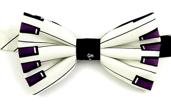 Bow Tie - Silk -  Keyboard with Purple Keys by Tie Studio