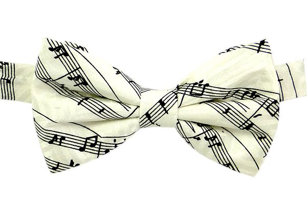 Bow Tie - Silk - White with Black Manuscript by Tie Studio