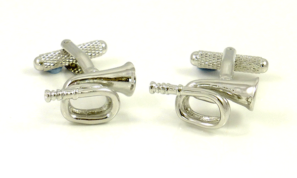 Bugle in Silver Rhodium Cufflinks by Onyx Art
