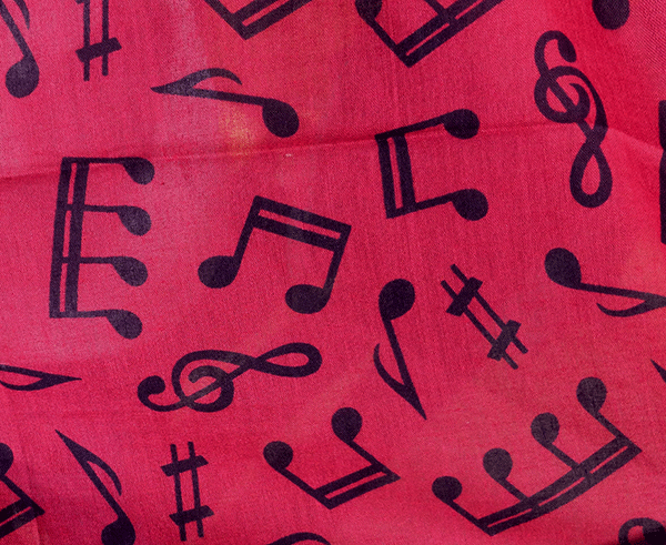 Cerise Scarf with Navy Notes - Music Scarves | musical gifts online