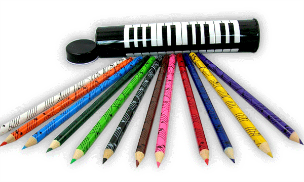 Musical Coloured Pencils in Tin - School Stationery | musical gifts online