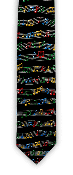 Coloured Wavy Manuscript on Black Tie by Tie Studio