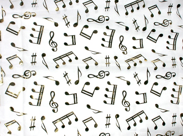 Musical Scarves - Cream Scarf & Gold Music Notes | musical gifts online