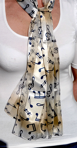 Cream Scarf with Navy Notes by TS